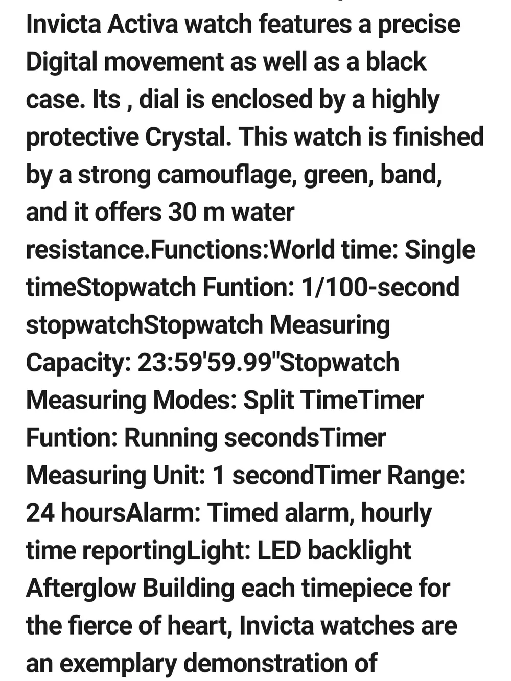 Invicta Activa Armour X Digital Watch - Camouflage Green & Black